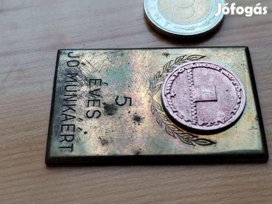 5 éves Jó Munkáért Régi "Fővárosi Autótaxi Vállalat" plakett ritk