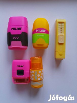 5 féle Milan: radírok, hegyezők 1500ft/db