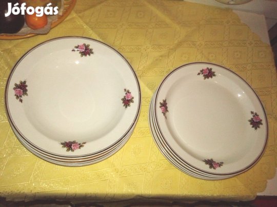 5 lapos+5 mély Hollóházi aranyszegélyes tányér csak !!! 10.5 e,Ft