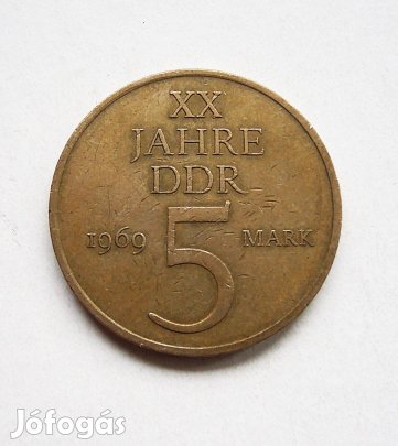 5 német jubileumi márka 1969 NDK 20 éves évforduló