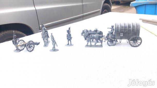 5 ólom francia napóleoni katona szekér lovak ágyú nagy méret