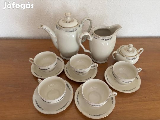 5 személyes Godesberg Bavaria törtfehér teáskészlet csésze, kiöntő
