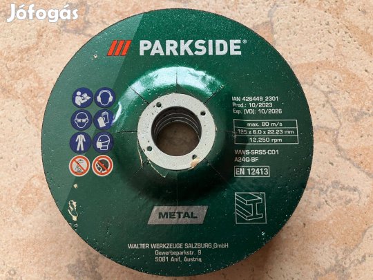 5db Parkside fém csiszolókorong. Mérete 125 x 6 mm
