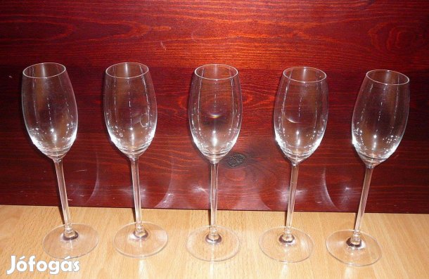 5db-os fújt üveg fehérboros- vagy pálinkás pohár (készlet)