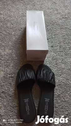 5th avenue fekete valódi bőr papucs