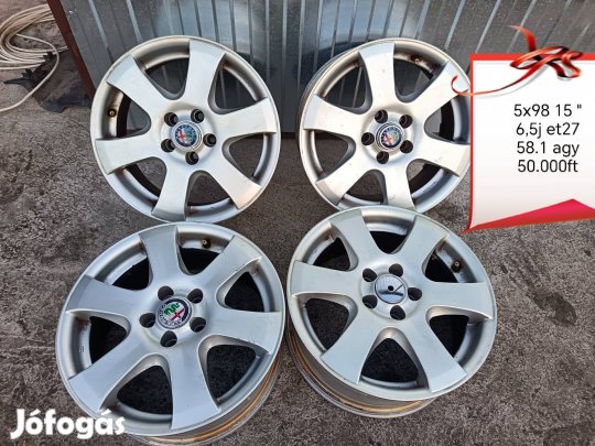 5x98 15 col alfa,fiat scudo,expert  alufelni szett 