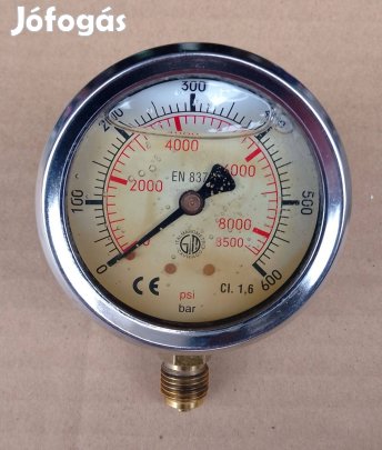 600 baros nyomásmérő óra, glicerines manométer