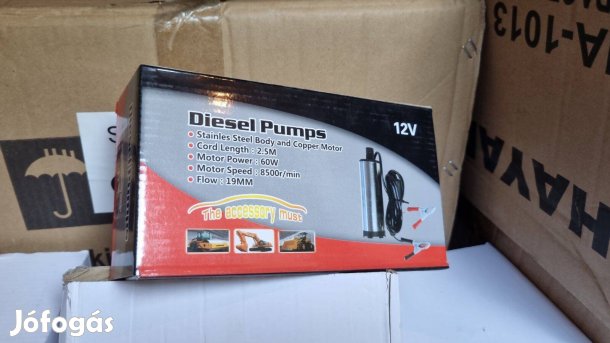 60W-os motorral 12voltos csipeszes gázolaj merülő szivattyú, pumpa