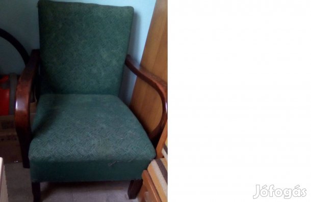 60-as évekbeli fotel erős fából, 2 db, használt állapotúak,