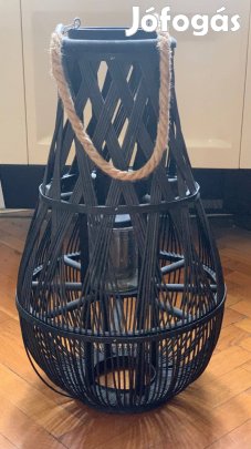60 cm rattan lámpás fekete