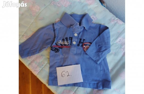 62-es kisfiú hosszúujjú világoskék, galléros póló