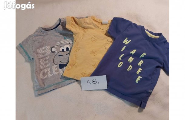 68-as méretű, rövidujjú kisfiú pólók eladók, (3 db)