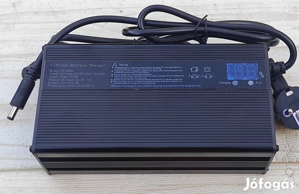 6A, 25.55V, 170W, 7S, Lifepo4 akkutöltő, töltöttségi szint kijelzővel