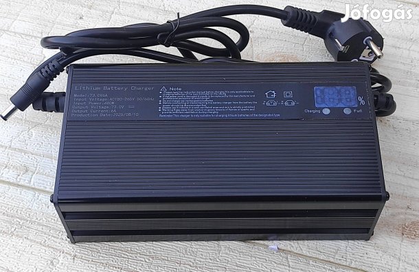 6A, 73.0V 480W, 20S, Lifepo4, akkutöltő, töltöttségi szint kijelzővel