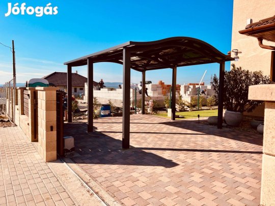 6×5 m-es 6 lábon álló kocsibeálló, autóbeálló garanciával, raktárról