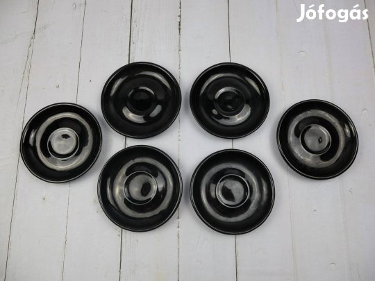6 darab csésze alátét kistányér szett fekete