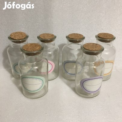 6 darabos Üveg 90ml díszüveg fűszertartó parafa dugóval