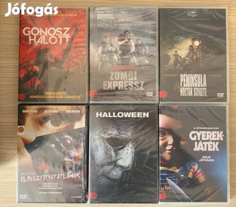 6 darabos, bontatlan, fóliás horror DVD csomag