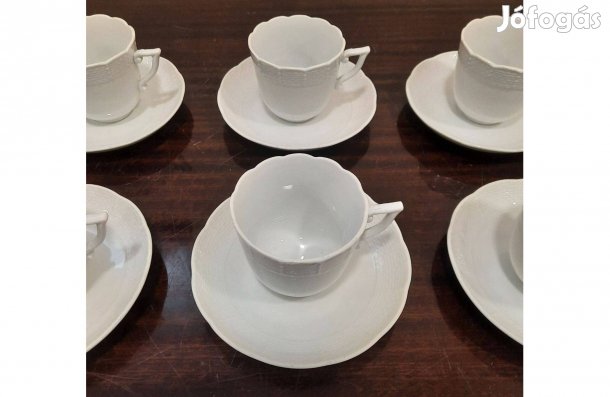 6 db Fehér Herendi porcelán Capuccínós csésze + aalj készlet eladó!