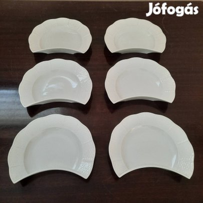 6 db Fehér Herendi porcelán csonttányér, csontos tányér eladó 