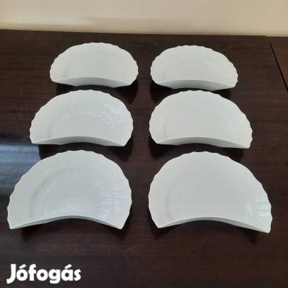 6 db Fehér Herendi porcelán csonttányér, csontos tányér készlet 