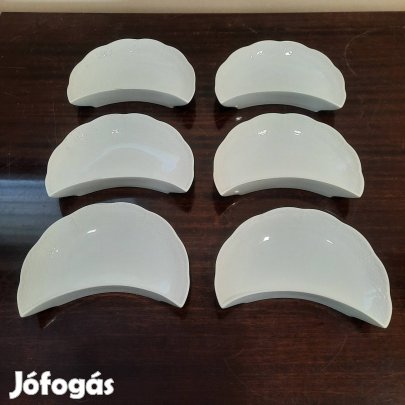 6 db Fehér Herendi porcelán csonttányér, csontos tányér készlet 