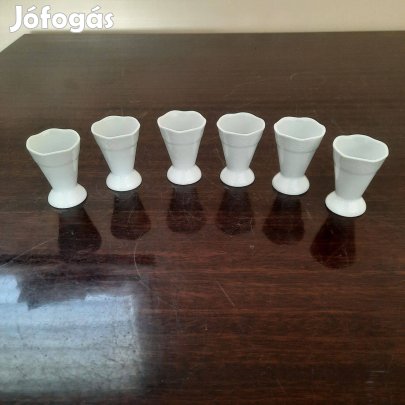 6 db Fehér Herendi porcelán pálinkás kupica, likőrös pohár készlet