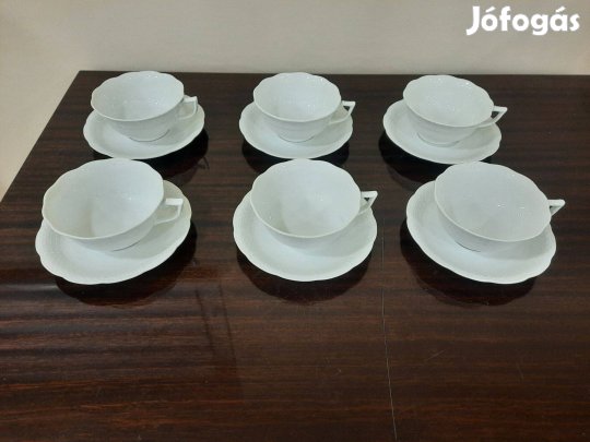 6 db Fehér Herendi porcelán teás csésze + alj eladó!