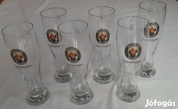 6 db Fraziskaner Weissbier sörös pohár készlet 0,5 l