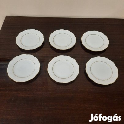 6 db Herendi Fehér arany szegélyes süteményes tányér készlet