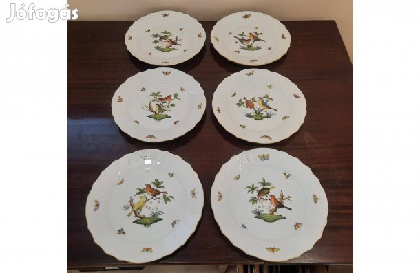 6 db Herendi Rothschild mintás porcelán lapostányér készlet