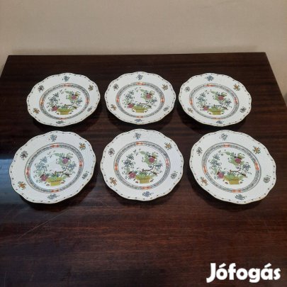 6 db Herendi Színes Indiai kosármintás süteményes tányér készlet