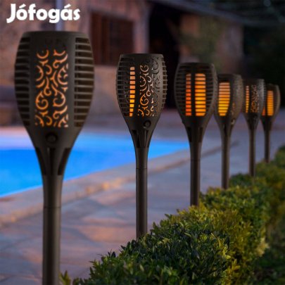 6 db Napelemes Lángokat imitáló szolár LED lámpa - fekete - 450x100mm