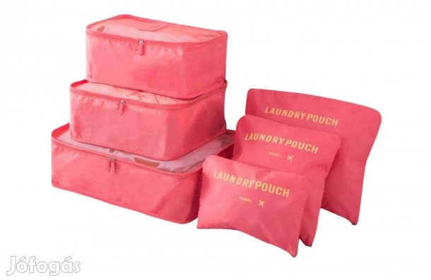 6 db, lazac rózsaszín Bőrönd rendszerező táskák