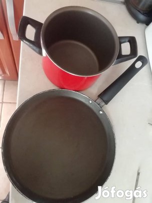 6 db.edény/ teflon, kerámia serpenyő, palacsintasütő, indukciós fazék