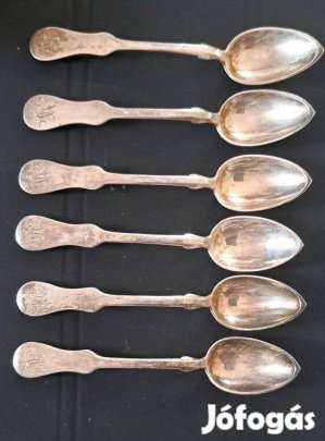 6 db ezüst jelzett mokkáskanál