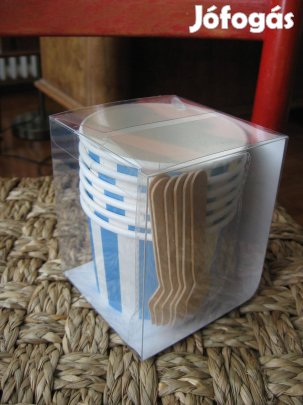 6 db fagylaltos tégely kanállal