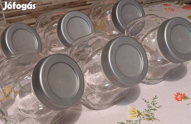 6 db fűszertartó, francia gy.üveg, 1,8 l, zárt tetős