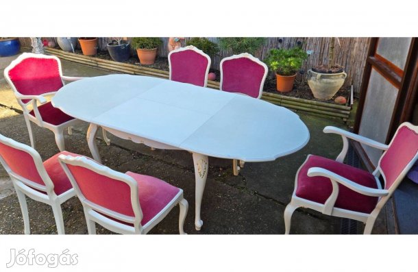 6 db.minőségi neobarokk szék étkezőasztallal, étkezőgarnitúra