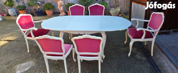 6 db.minőségi neobarokk szék étkezőasztallal, étkezőgarnitúra