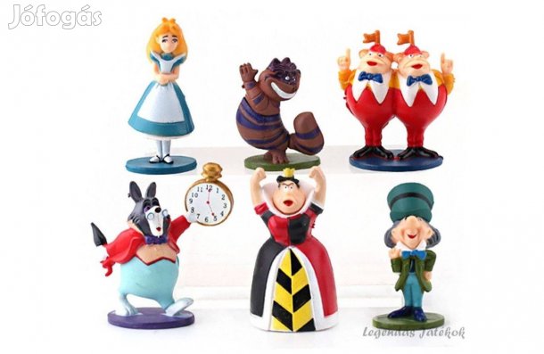 6 db-os Alice Csodaországban jellegű figura szett
