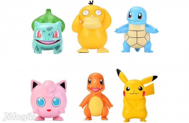 6 db-os Pokemon jellegű figura szett