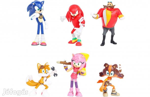6 db-os Sonic a sündisznó jellegű figura szett Dr. Eggmannel