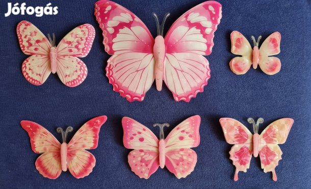 6 db-os falra ragasztható 3D-s (többrétegű) pillangó falmatrica csomag