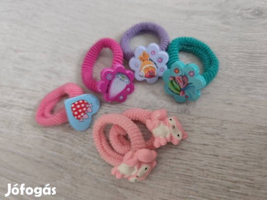 6 db-os hajgumi, hajdísz csomag (cuki rókás, Trollok) - 400 Ft együtt