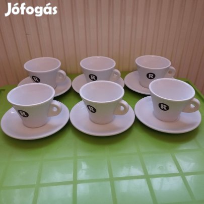 6 db-os porcelán capuccinós, hosszú kávés készlet új eredeti dobozában