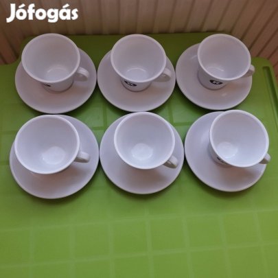 6 db-os porcelán capuccinós, hosszú kávés készlet új eredeti dobozában