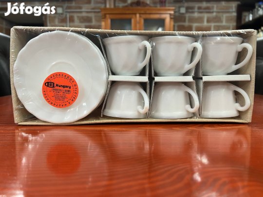 6 db-os új fehér kávés csésze készlet