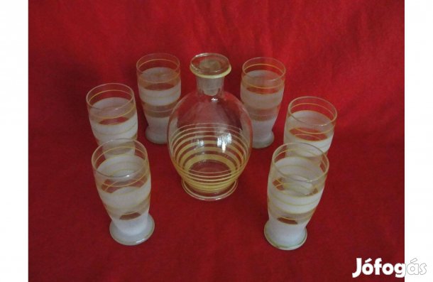 6 db pohár + üveg butélia üveg dugóval hibátlan_