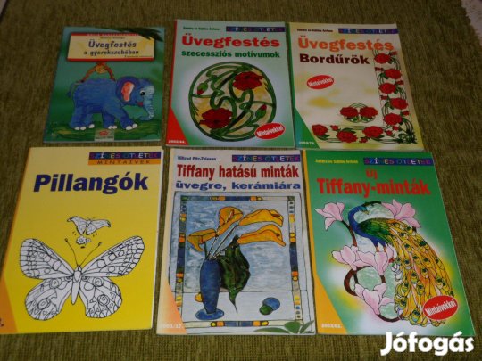 6 db üvegfestés hobbikönyv egyben eladó